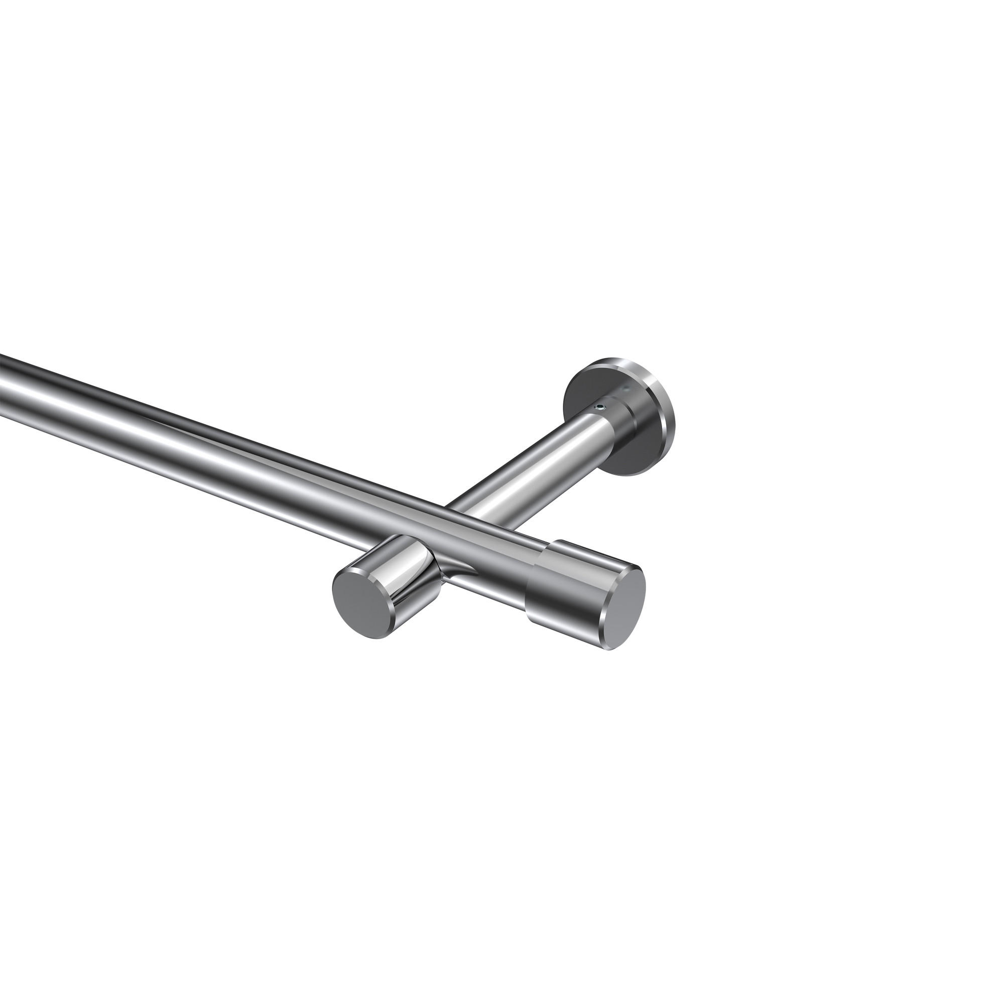 GARDINENSTANGEN-SET Prestige Santo 420 cm (geteilt in 3 x 140 cm), 1-läufig (ohne Ringe), 20 mm Ø Chrom - Chromfarben, Metall (420cm) - INTERDECO
