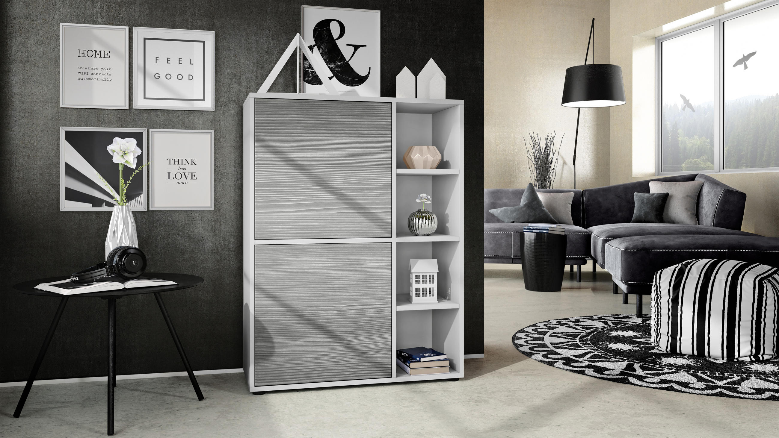 HIGHBOARD Cuba Türen in Avola-Anthrazit - Anthrazit, Holzwerkstoff (79/105.5/35.5cm) - Vladon