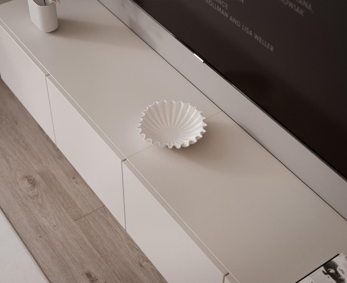WOHNWAND ANGEL LINE III 3-teilig, mit LED-Beleuchtung, Kaschmir - Kaschmir, Holzwerkstoff (240/216/40cm) - Idohome
