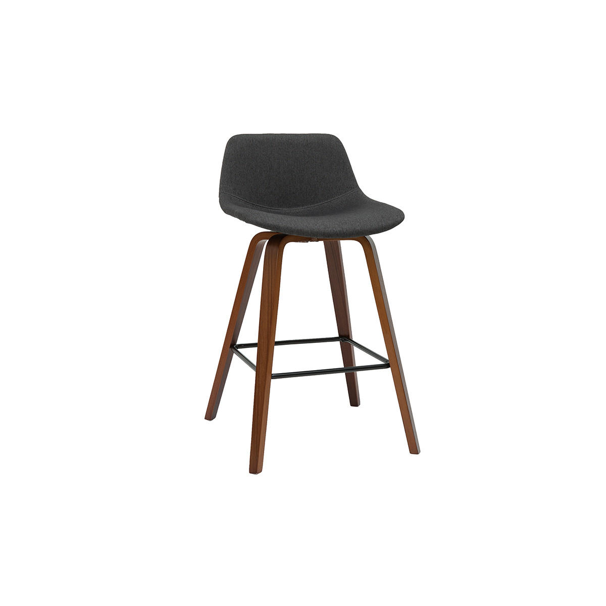 BARHOCKER Dunkelgrau Holz H65 cm 2er-Set NONIE - Anthrazit, Textil (50/85.5/49cm) - Miliboo
