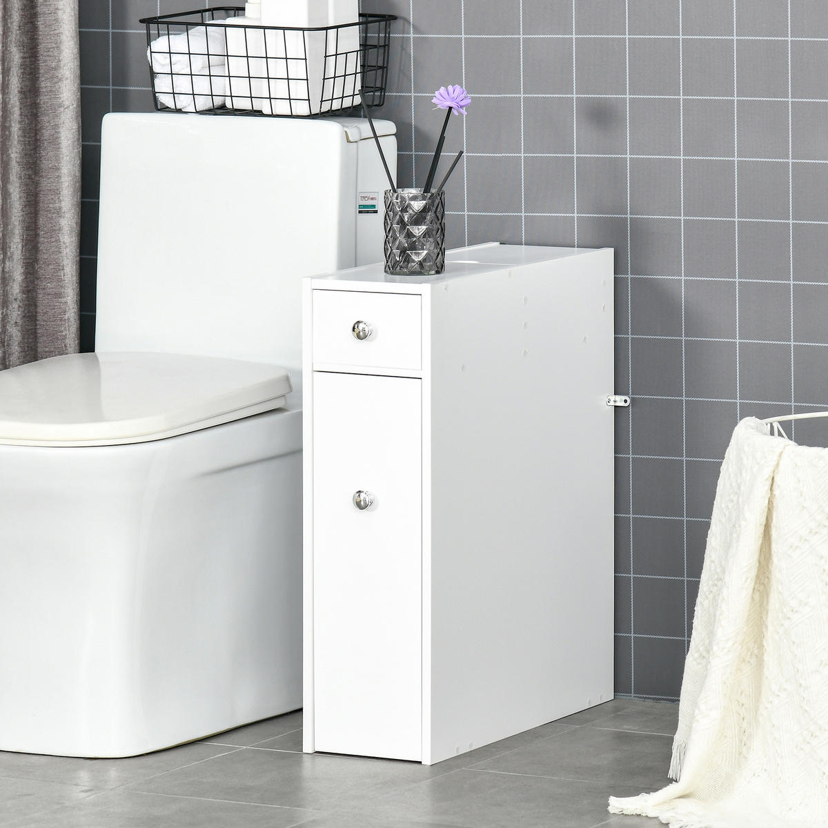 TOILETTENPAPIERHALTER DE-12352 mit schubladen 17/48/58 cm Weiß - Weiß, Holzwerkstoff (48/58/17cm) - ComfortXL