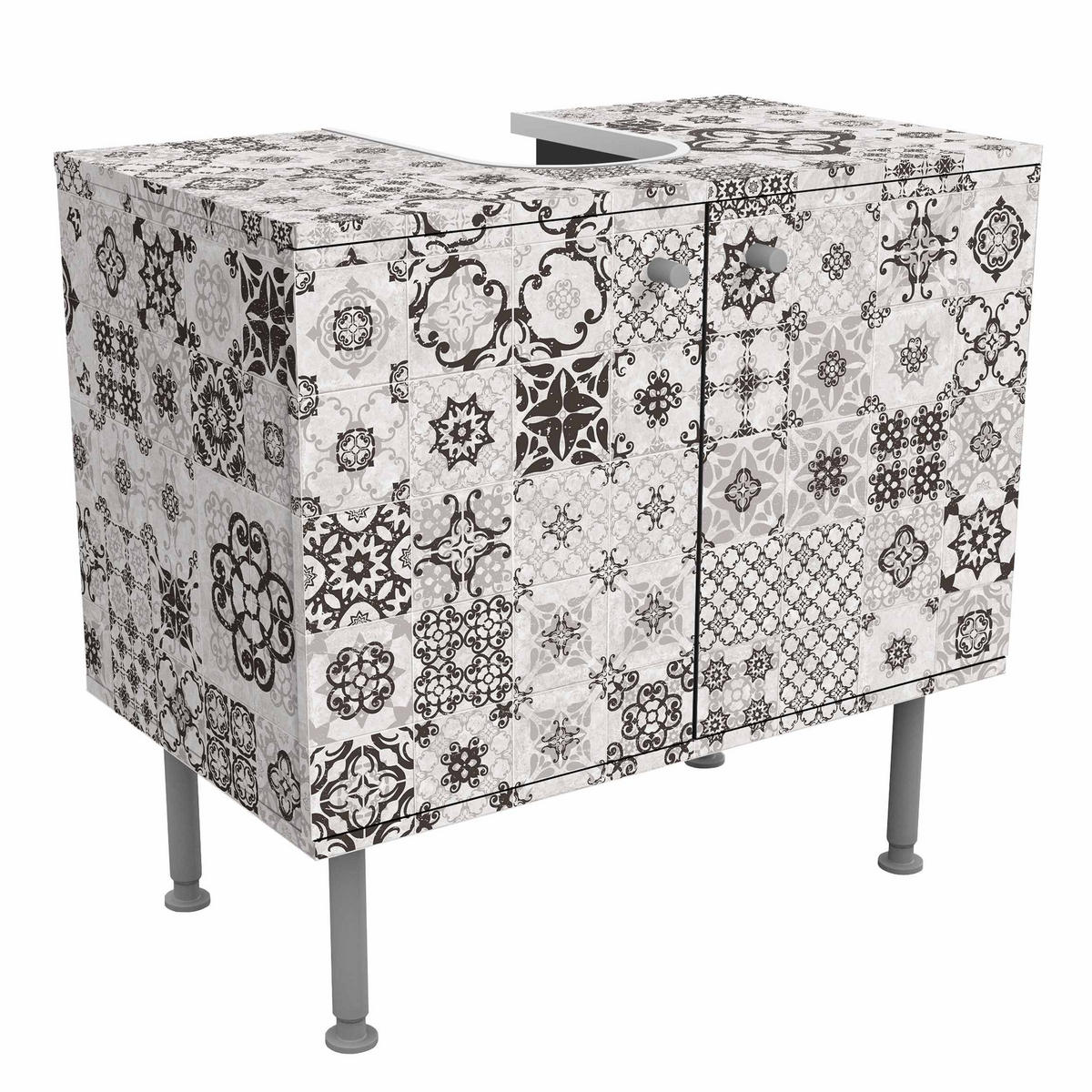 WASCHBECKENUNTERSCHRANK Keramikfliesen Agadir grau 60/55/35 cm - Grau, Holzwerkstoff (60/55/35cm) - Bilderwelten