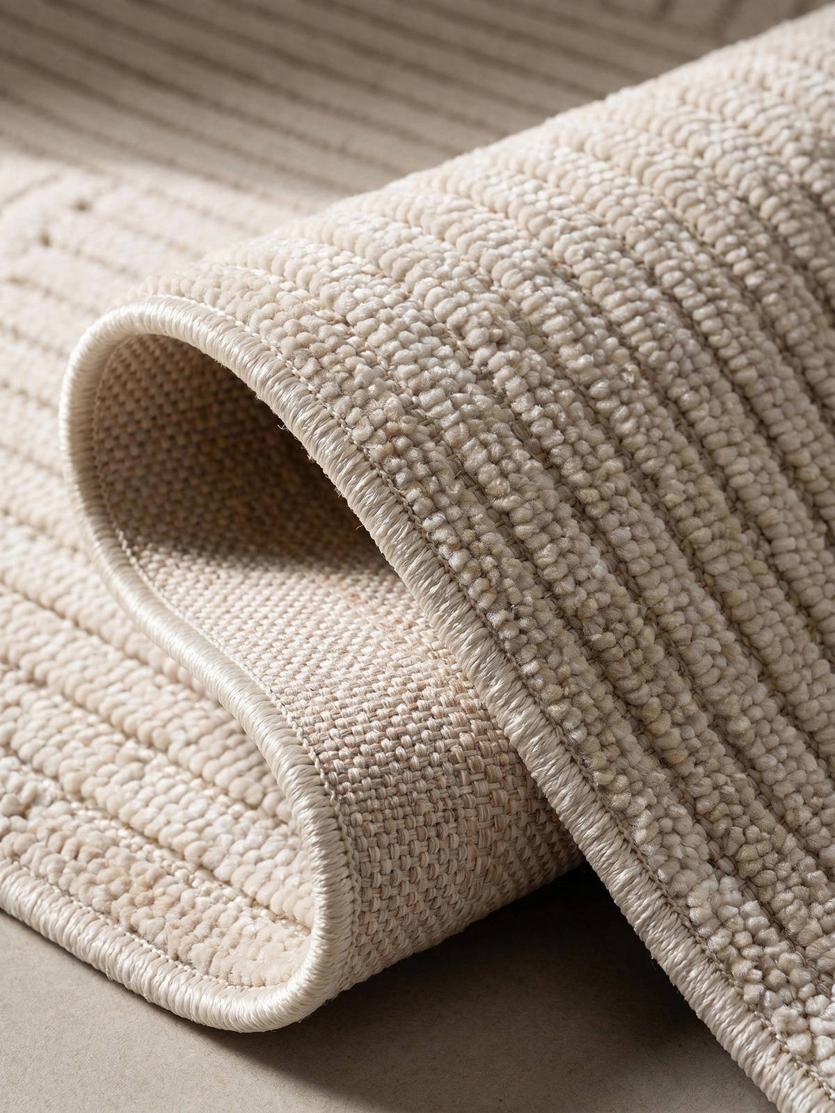 TEPPICH Flachgewebe LANGAU in Creme, mit geometrischen Bögen, 80 x 250 cm - Beige, Textil (80/250cm) - KADIMA DESIGN