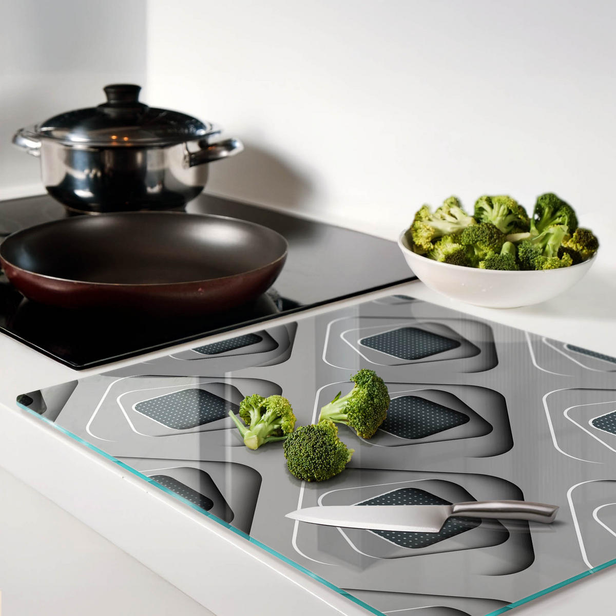 GLASPLATTE 60x52 cm 3D - Grau, Glas (60/0.4/52cm) - TULUP