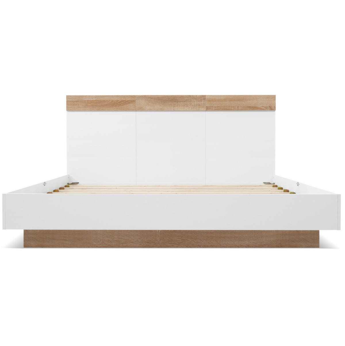 DOPPELBETT 140/200 cm mit Lattenrost in Schwebeoptik und hohem Kopfteil, werkstoff Sonoma-Eiche/Weiß - Weiß, Holzwerkstoff (140/200cm) - Redom