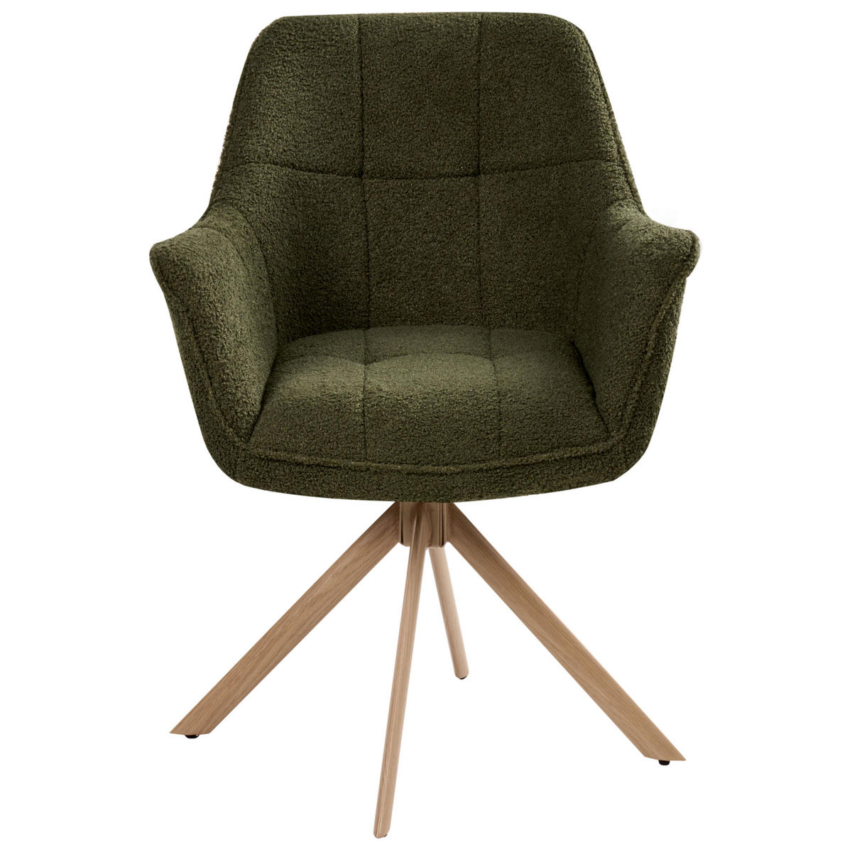 ESSZIMMERSTUHL drehbar Bouclé Grün Hayden - Braun/Grün, Textil (64/85/69cm) - Beliani