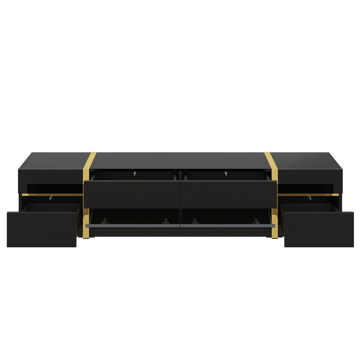 LOWBOARD 180/40/38 cm aus MDF und Holzwerkstoff mit Hochglanzfront und 4 Schubladen Schwarz - Schwarz, Holzwerkstoff (180/38/40cm) - Modenvie