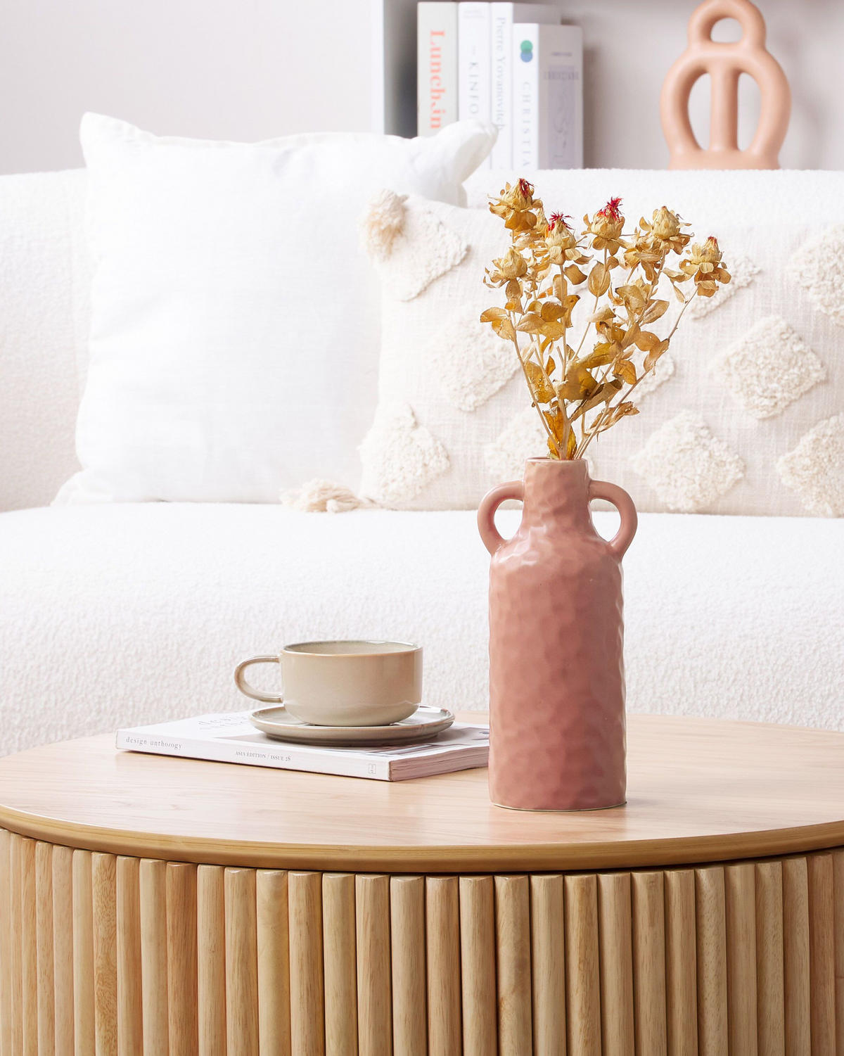 BLUMENVASE Porzellan rosa Drama - Rosa, Keramik (24cm) - Beliani