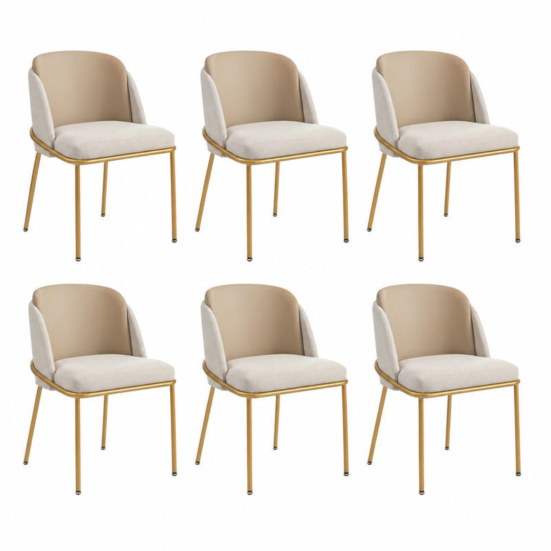 STUHL 6er-Set mit verstellbaren Füßen Holz Metall Beige - Beige, Metall (55/85/55.1cm) - Meubliv