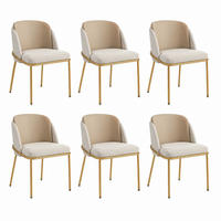 STUHL 6er-Set mit verstellbaren Füßen Holz Metall Beige - Beige, Metall (55/85/55.1cm) - Meubliv