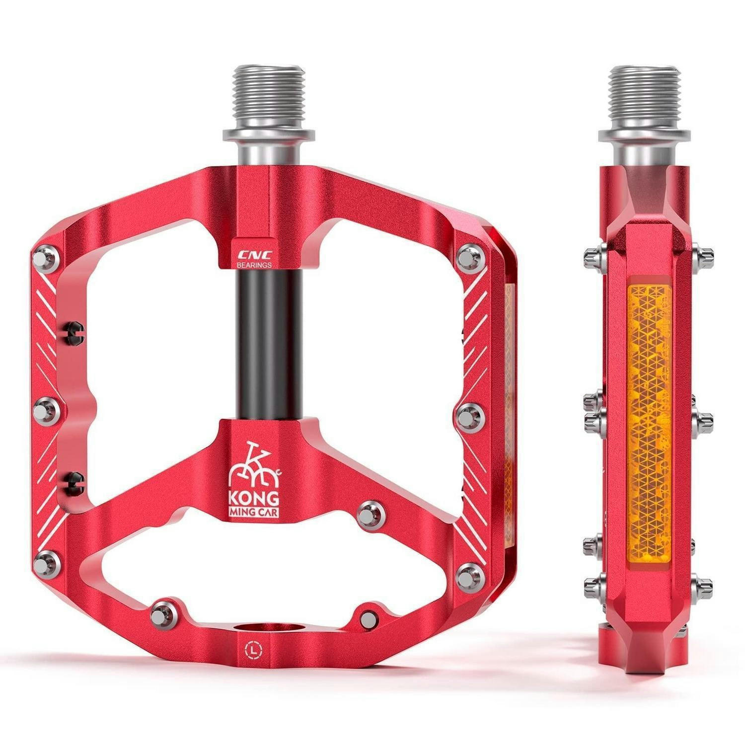 FAHRRADPEDALE Plattformpedale mit Reflektoren Rot - Rot, Metall (9.8/2/11.7cm)