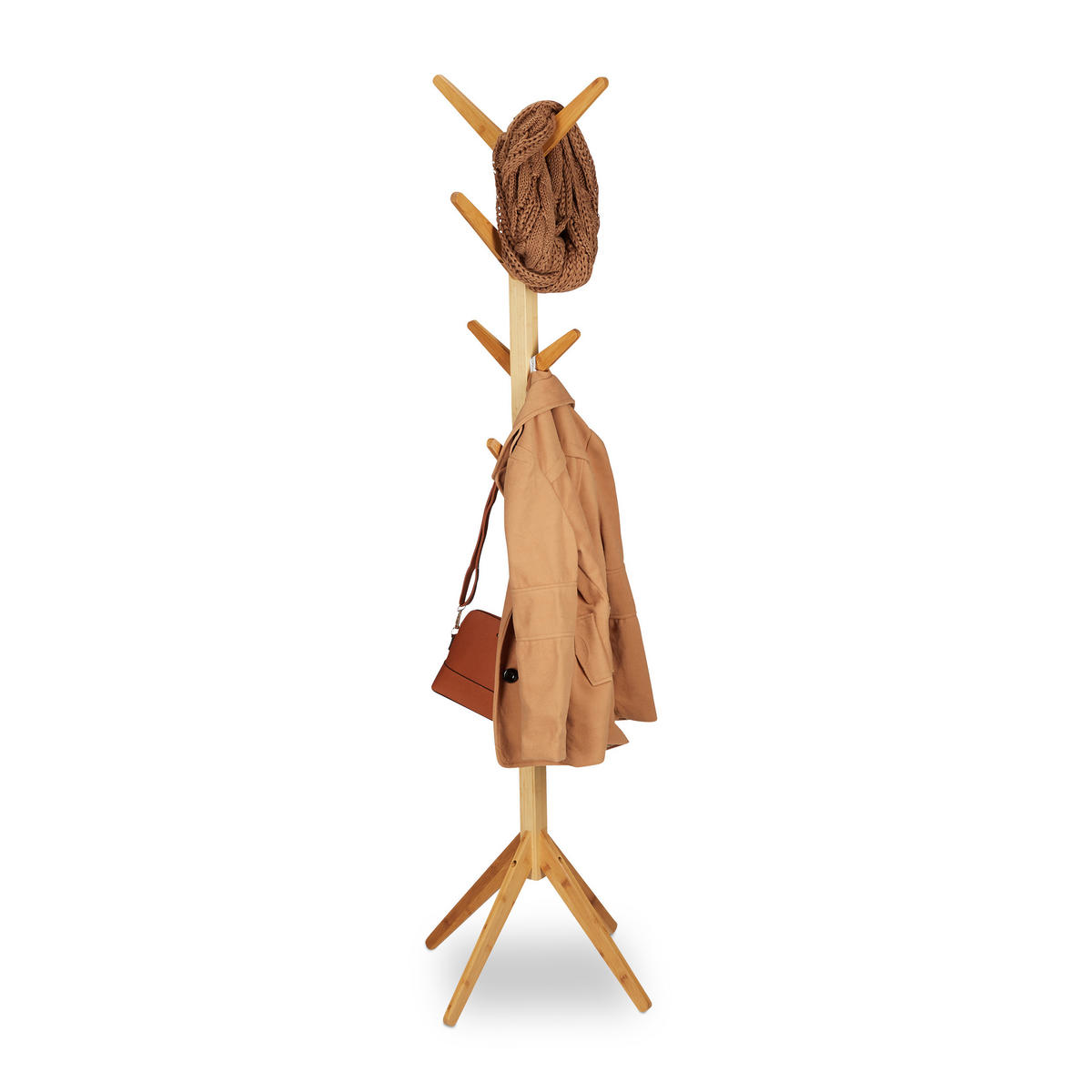 GARDEROBENSTÄNDER - Hellbraun, Holz (40.5/179/40.5cm) - Relaxdays