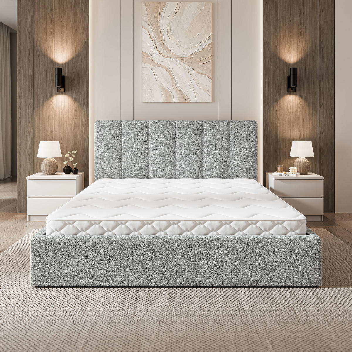 ČALOUNĚNÁ Postel NEMIS 120x200 cm Světle šedá - světle šedá, kompozitní dřevo/textil (120/200cm) - MASSENO