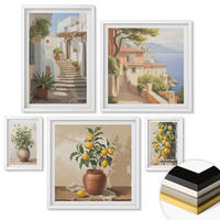 WANDBILDER 5er-Set - 50x50 cm & 20x30 cm & 40x60 cm Weißer Rahmen - Blumen in einer Vase, ein Meer aus Zitronen - Weiß, Kunststoff (40/60cm) - ArtPrintCave