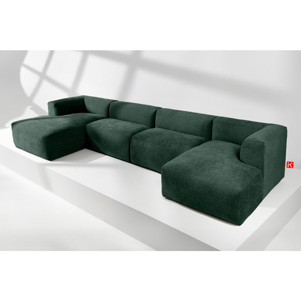Thumbnail - Konsimo® Panorama-Ecksofa, Grün, Textil, U-Form,Freiform, 424x73x180 cm, Wohnzimmer, Sofas & Couches, Wohnlandschaften, ...