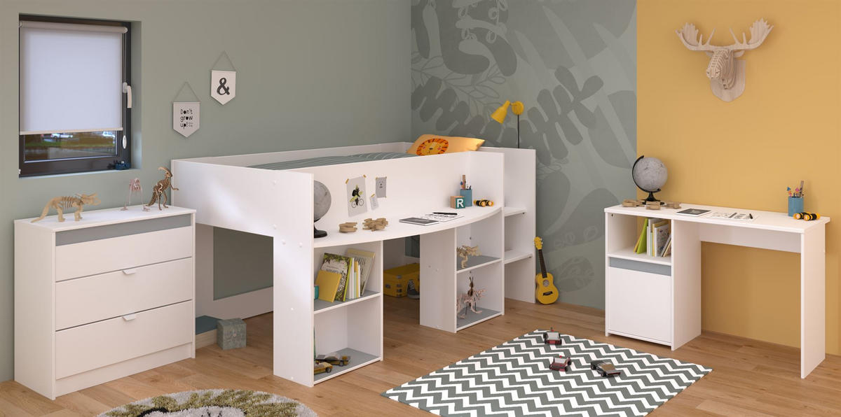 KINDERZIMMER-SET 3-tlg. Parisot Pirouette 15 Holzdekor Weiß - Weiß, Kunststoff (100/1/200cm) - 58aufmkessel