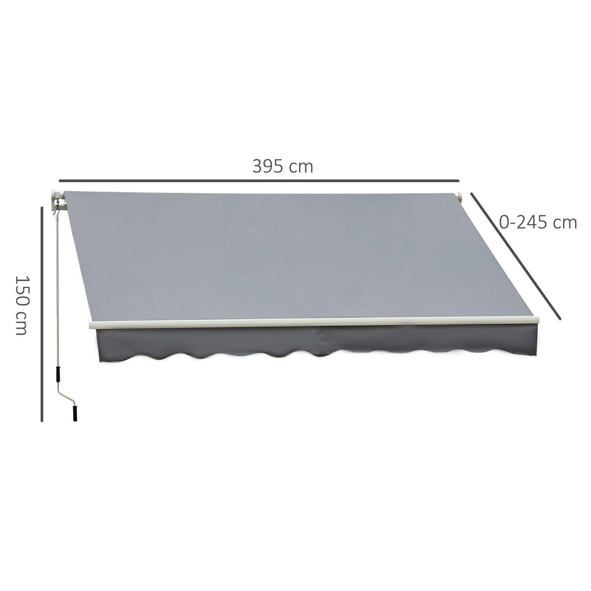 MARKISE DE-13931 manuell 395/245 cm, Winkel 45°-85°, UV-Schutz Grau - Grau, Textil (245/1/395cm) - ComfortXL