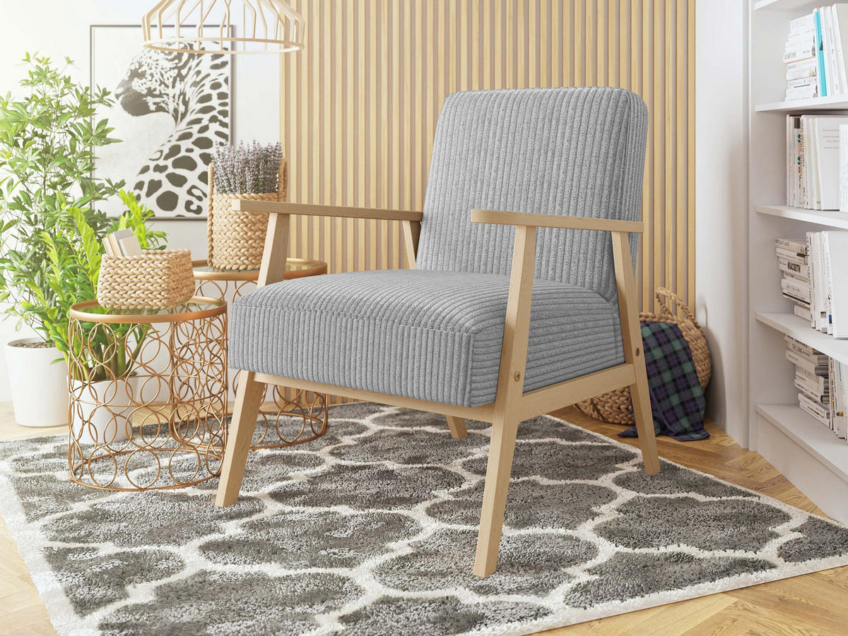 SESSEL Retro Cord - Naturfarben, Holz/Textil (59/76/67cm) - MIRJAN24