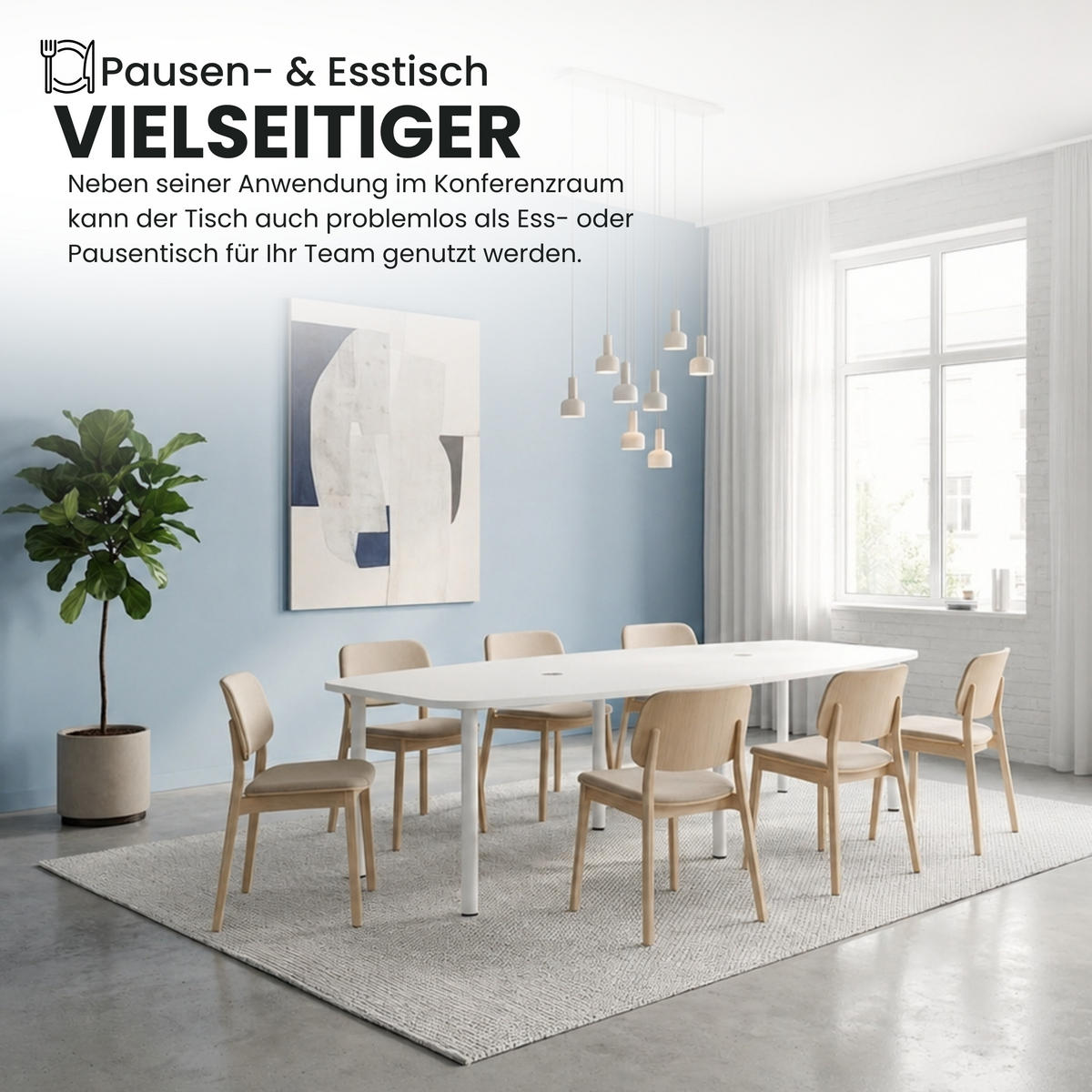 KONFERENZTISCH mittel KT28 130/280/74 cm in Weiß/Chromsäulen - Chromfarben/Weiß, Holzwerkstoff (130/280/74cm) - bümö