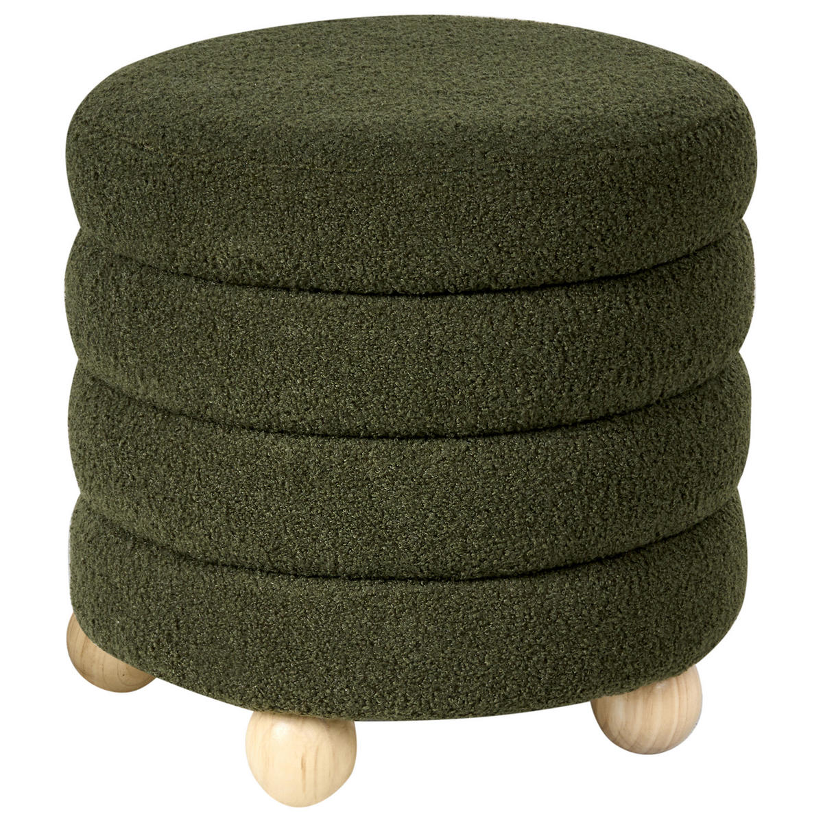 POUF Bouclé Grün Chilly - Goldfarben, Metall (42/41/42cm) - Beliani