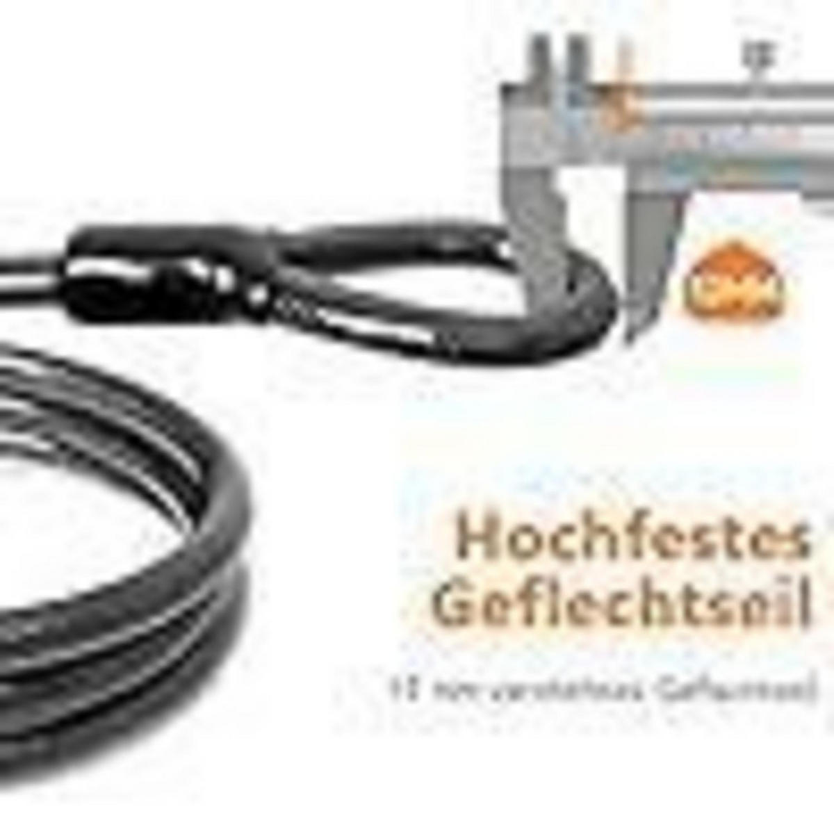 FAHRRADSCHLOSS-SET mit Stahlkabel und 4-stelligem Zahlenschloss Schwarz - Schwarz, Metall (12.7/1/120cm)