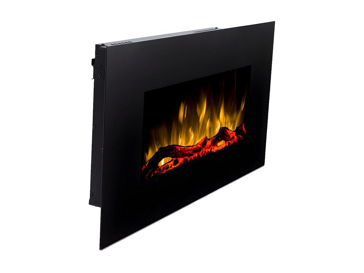 KAMIN - 84 cm x 14 cm - glas - schwarz Chandela - Schwarz, Glas (84/45/14cm) - Vente-Unique