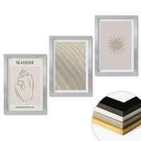 WANDBILDER 3er Set - 20x30 cm Silberner Rahmen - Minimalistische Sandlinien Sonne - Silberfarben, Kunststoff (20/30cm) - ArtPrintCave