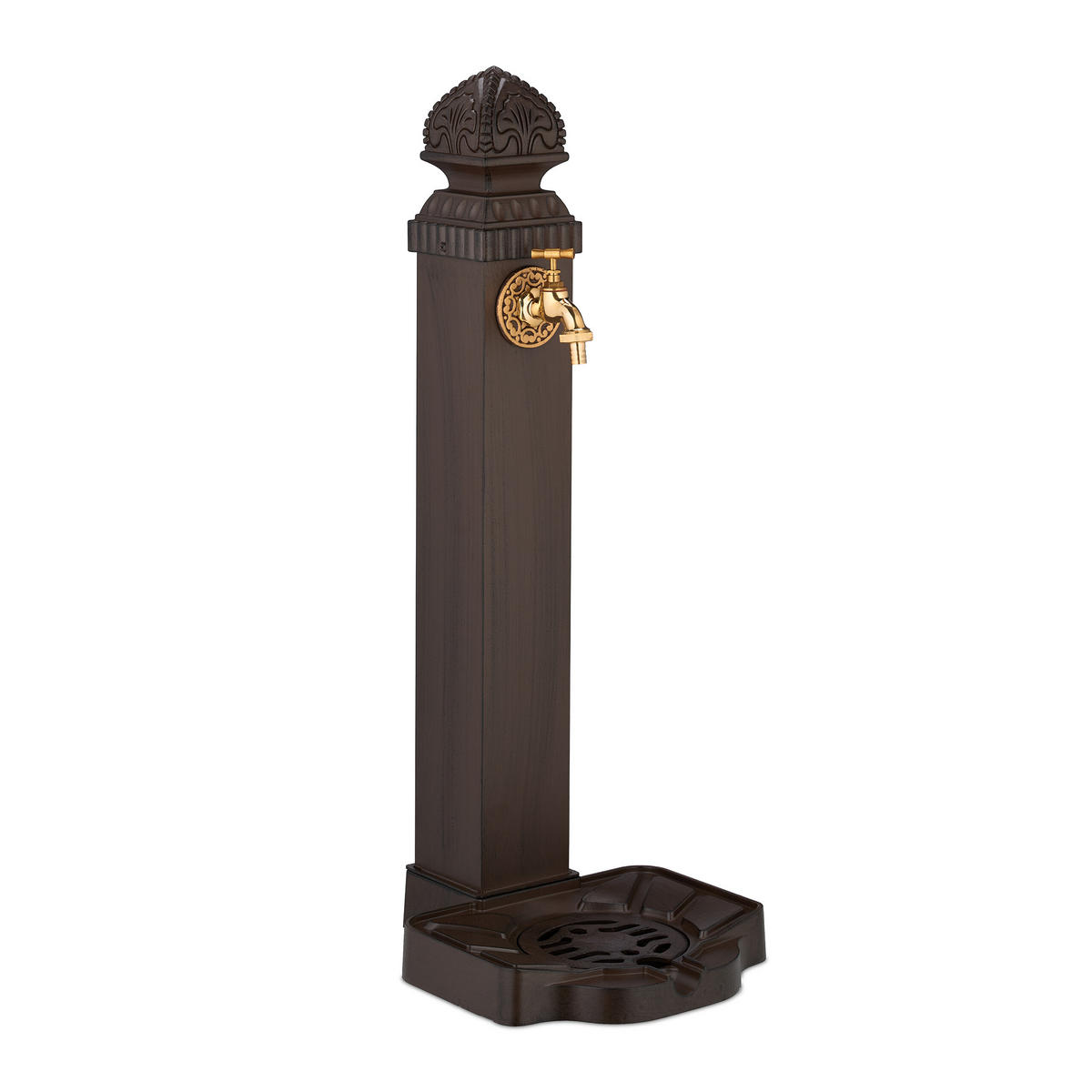 STANDBRUNNEN - Dunkelbraun, Metall (33.5/29/77cm) - Relaxdays