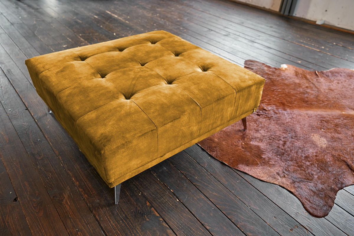 HOCKER WIOLO Braun Velvet - Dunkelbraun/Silberfarben, Textil (110/42/110cm) - KAWOLA