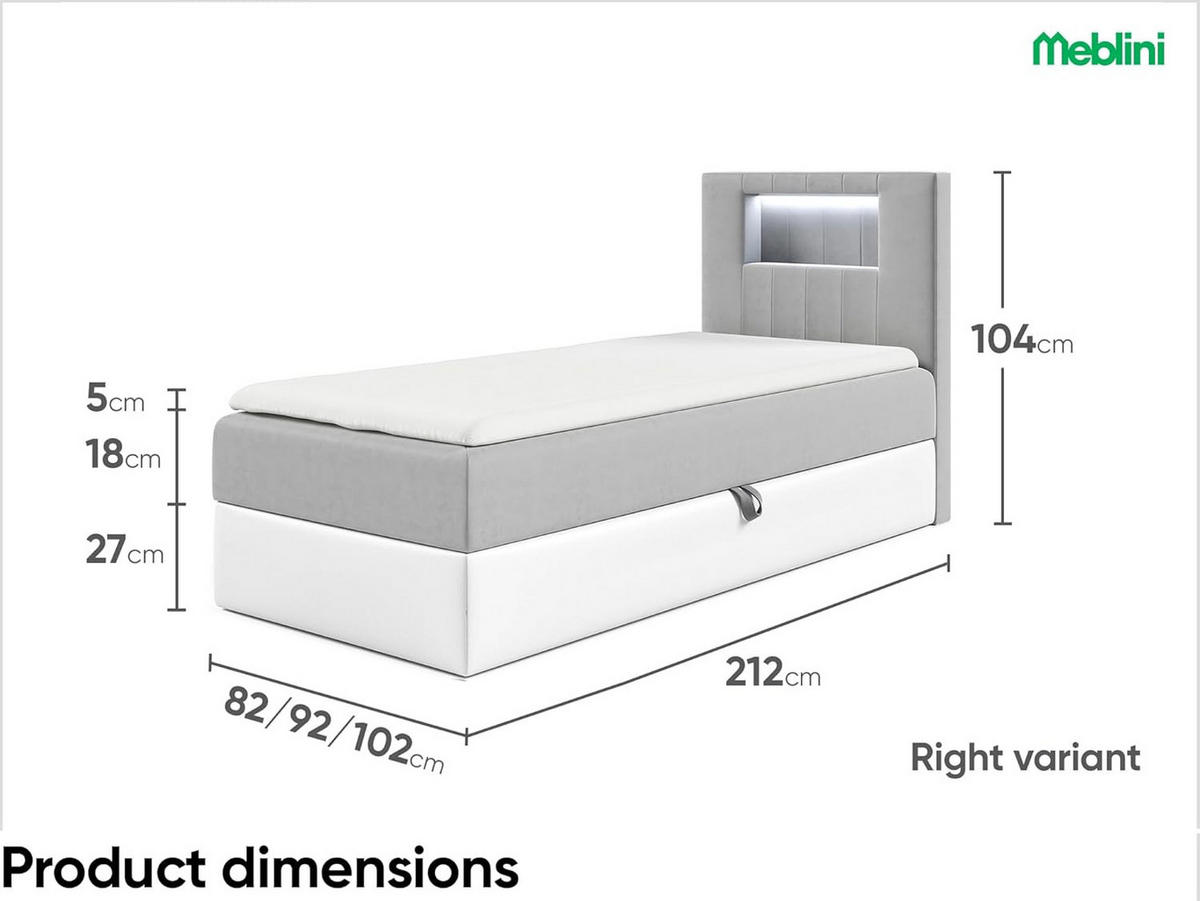 KINDERBETT GARETH 1 - Weiß/Grau, Holzwerkstoff (82/212cm) - Meblini