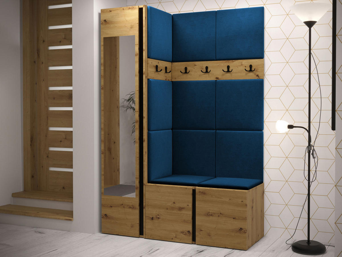 GARDEROBEN-SET Orion X - Blau/Eiche Artisan, Holzwerkstoff/Kunststoff (124/186/46cm) - MIRJAN24