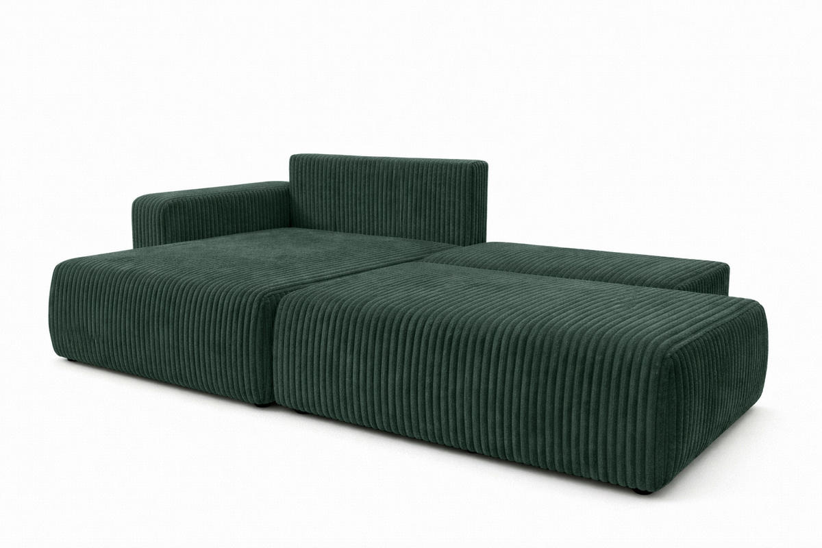 ECKSOFA Mit Schlaffunktion Und Bettkasten, Cordstoff Tilia, Grün, Links, OPEN XL - Grün, Holz (262/145cm) - Kaiser Möbel