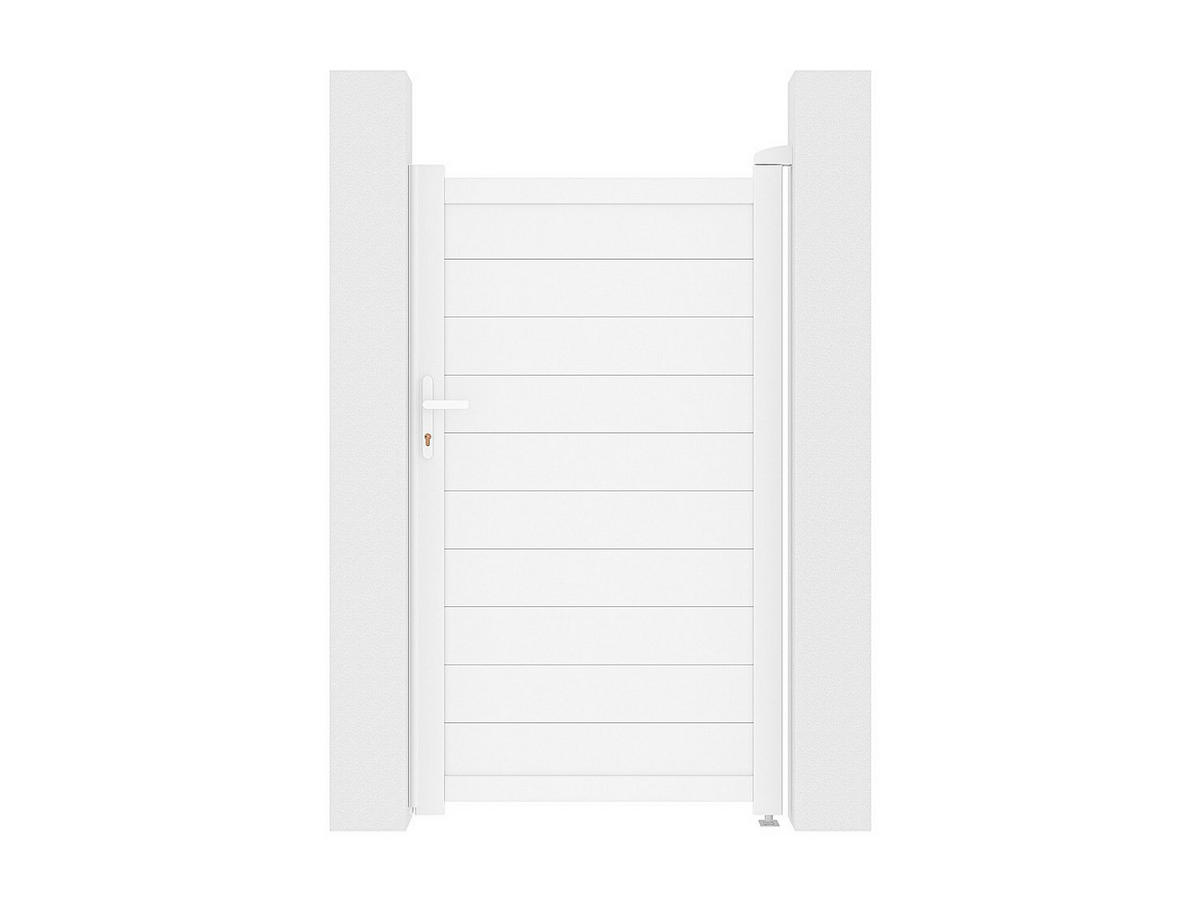 GARTENTOR Flügeltor - 103 x 181 cm - voll - Aluminium - Weiß - NAZARIO - Weiß, Metall (100/176cm) - Vente-Unique