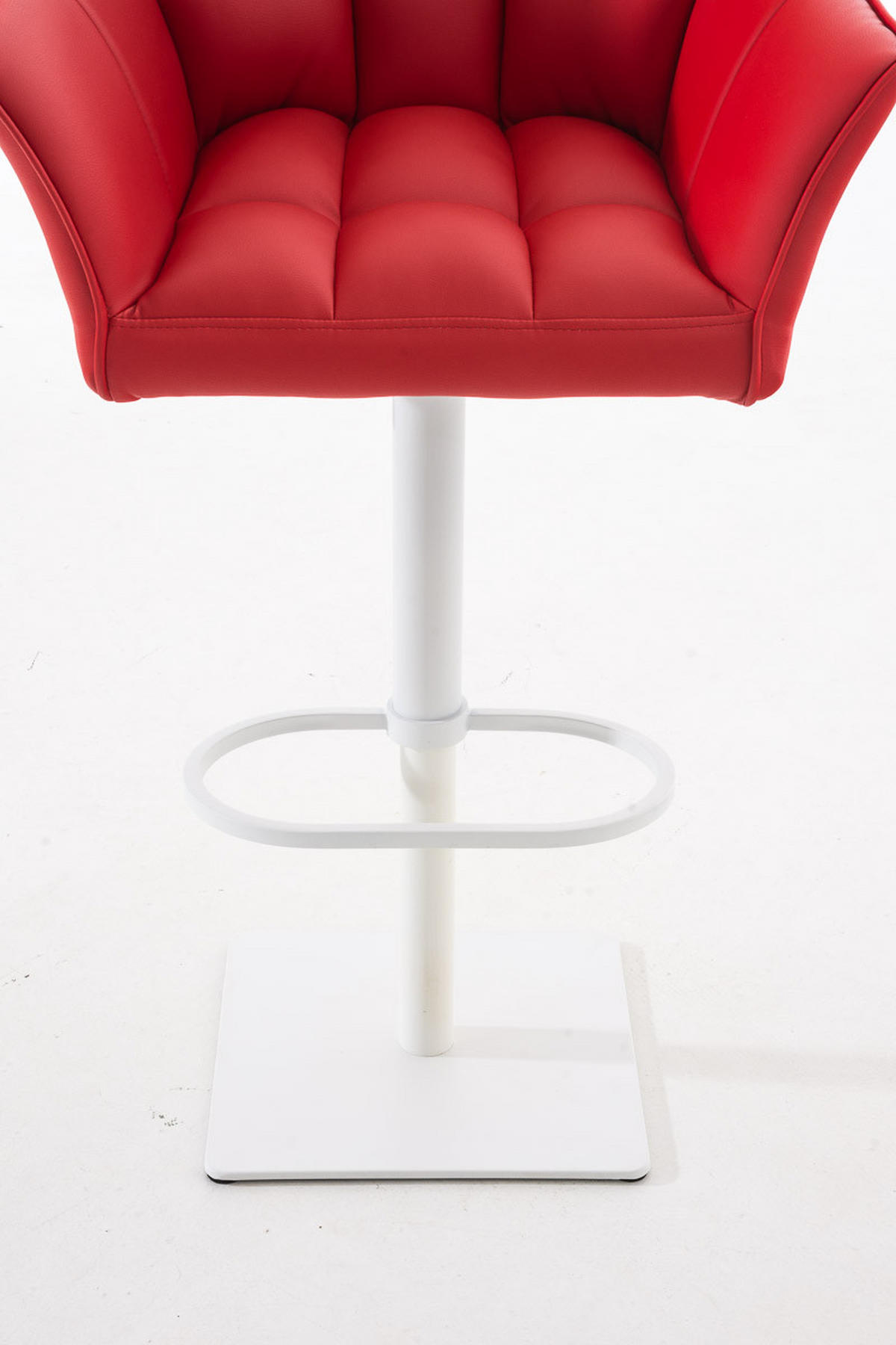 BARHOCKER Sihar Kunstleder Rot Weiß - Rot, Leder/Metall (64/88/45cm) - DELUKE