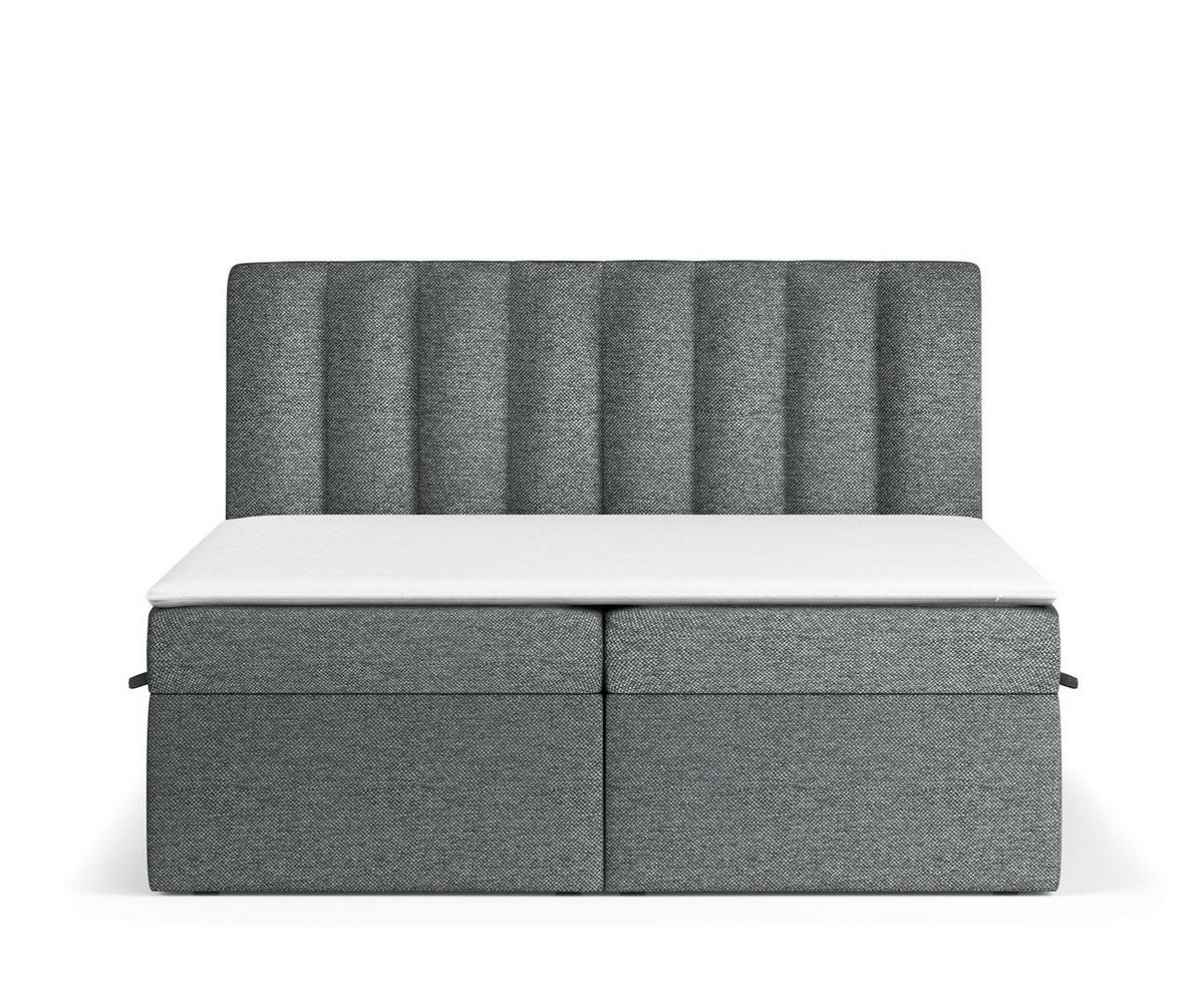 BOXBETT Novento Anthrazit 180/200 cm mit Matratze und Topper - Anthrazit/Schwarz, Holz/Holzwerkstoff (180/200cm) - Maison de Reve