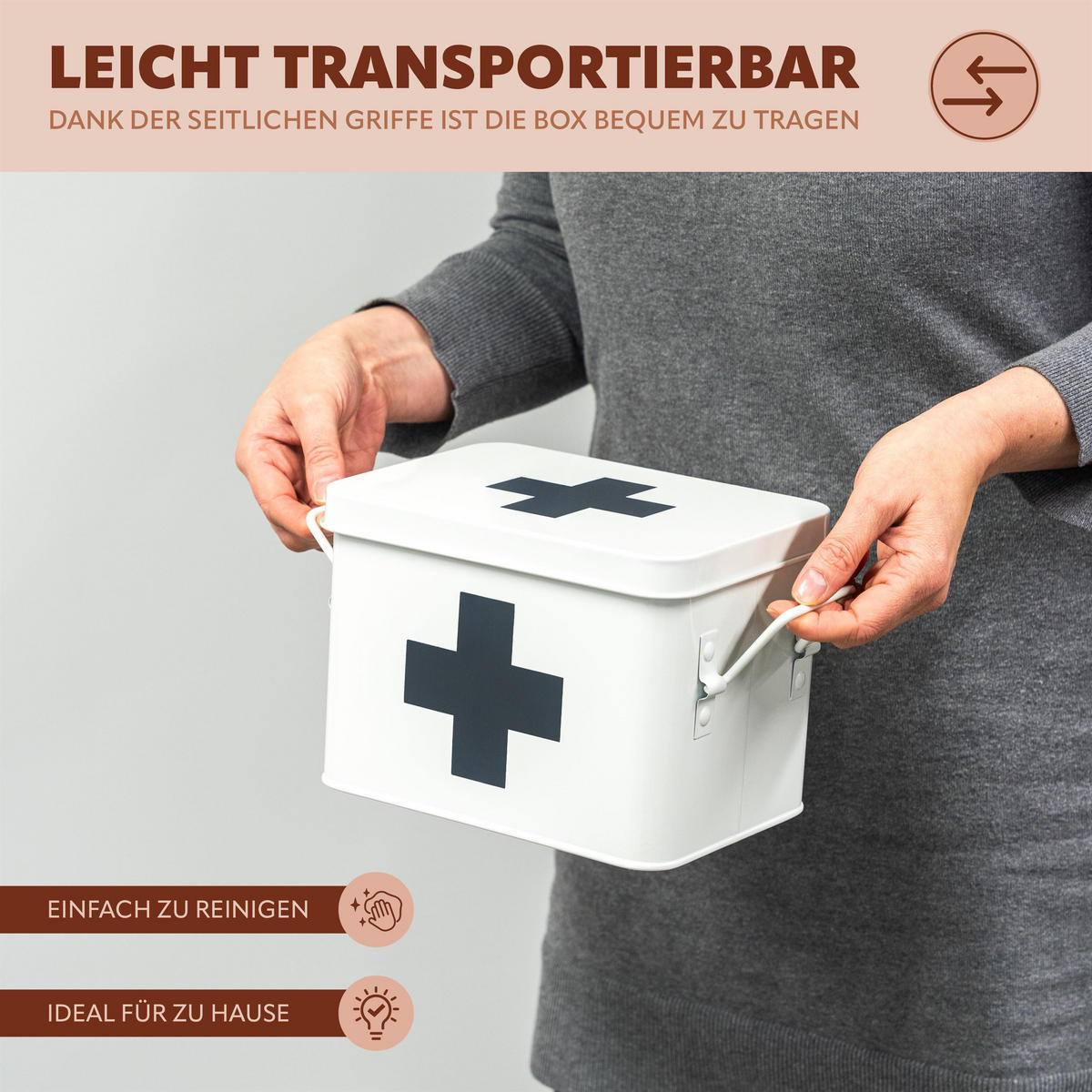 MEDIZINBOX, weiß, Metall - Weiß, Metall (22.5/15.5/16.5cm) - eluno