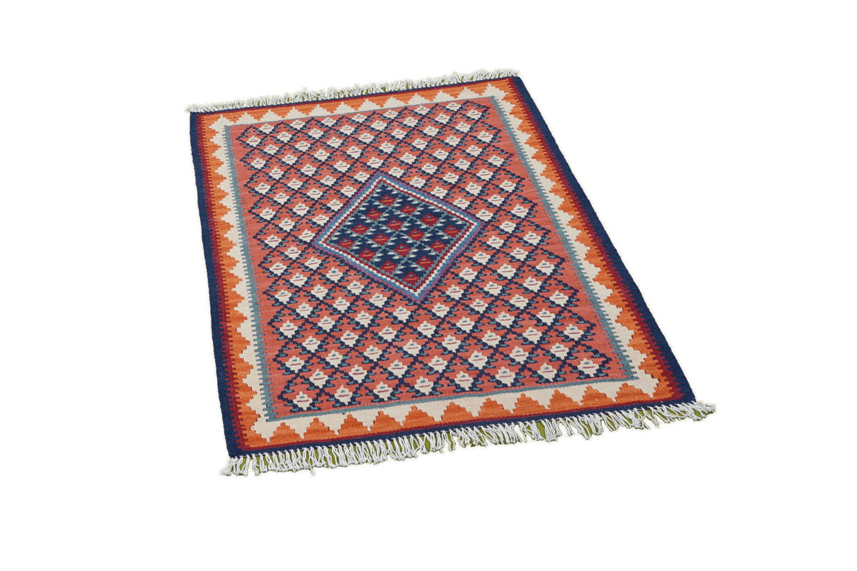 HANDWEBTEPPICH Kelim Senneh Rot 86/62 cm Schurwolle - Rot, Textil (62/86cm) - Looma