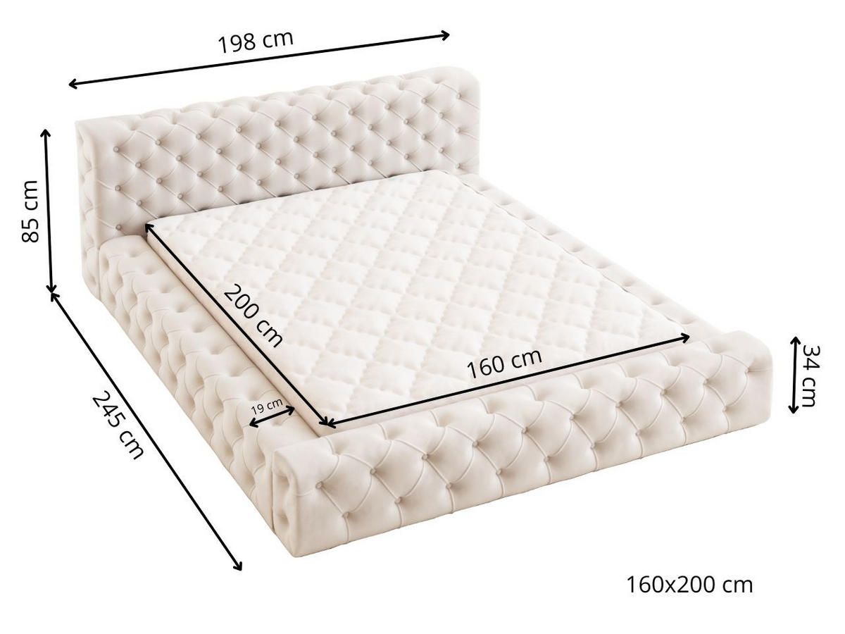 POLSTERBETT Palini 160x200 Grau - Grau, Textil (160/200cm) - Graingold