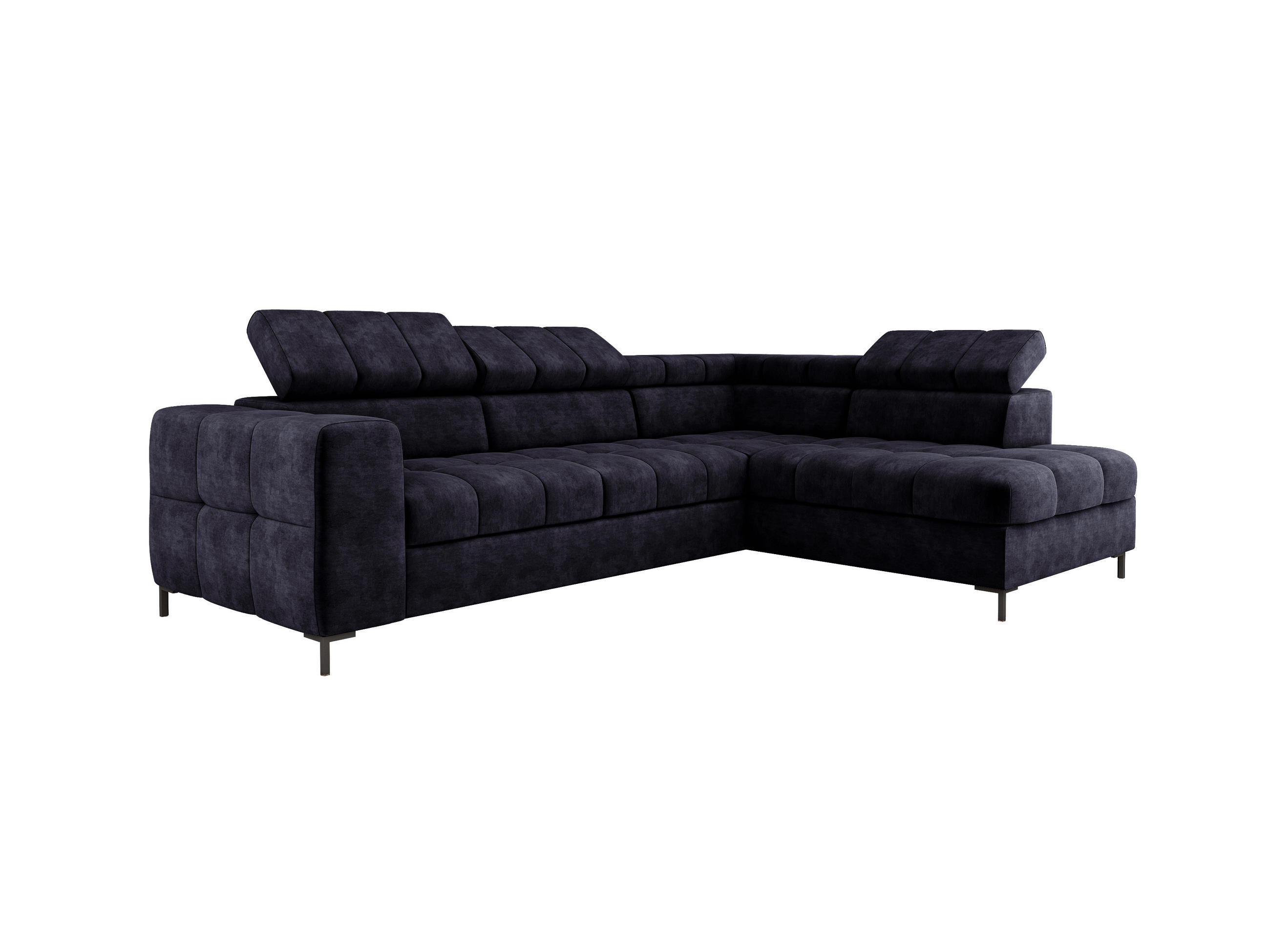 ECKSOFA PABLOS Cloud, L-förmig, Moderne, mit verstellbarem Kopfteil, Schlaf- & Lagermöglichkeiten, freistehend, RECHTS 279x201x97 cm Blue - Dunkelblau, Holz/Textil (279/201cm) - DomoHome