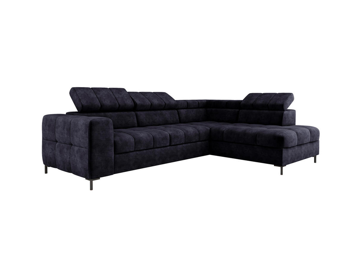 ECKSOFA PABLOS Cloud, L-förmig, Moderne, mit verstellbarem Kopfteil, Schlaf- & Lagermöglichkeiten, freistehend, RECHTS 279x201x97 cm Blue - Dunkelblau, Holz/Textil (279/201cm) - DomoHome
