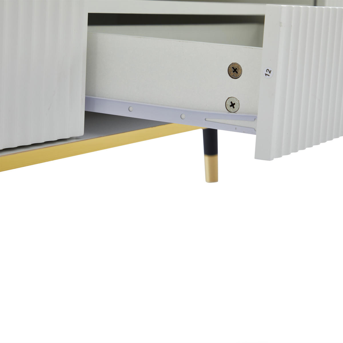 TV-LOWBOARD 200x40x46 cm Marmoroptik Schrank Türen Schublade - Weiß, Holzwerkstoff (40/46/200cm) - FLIEKS