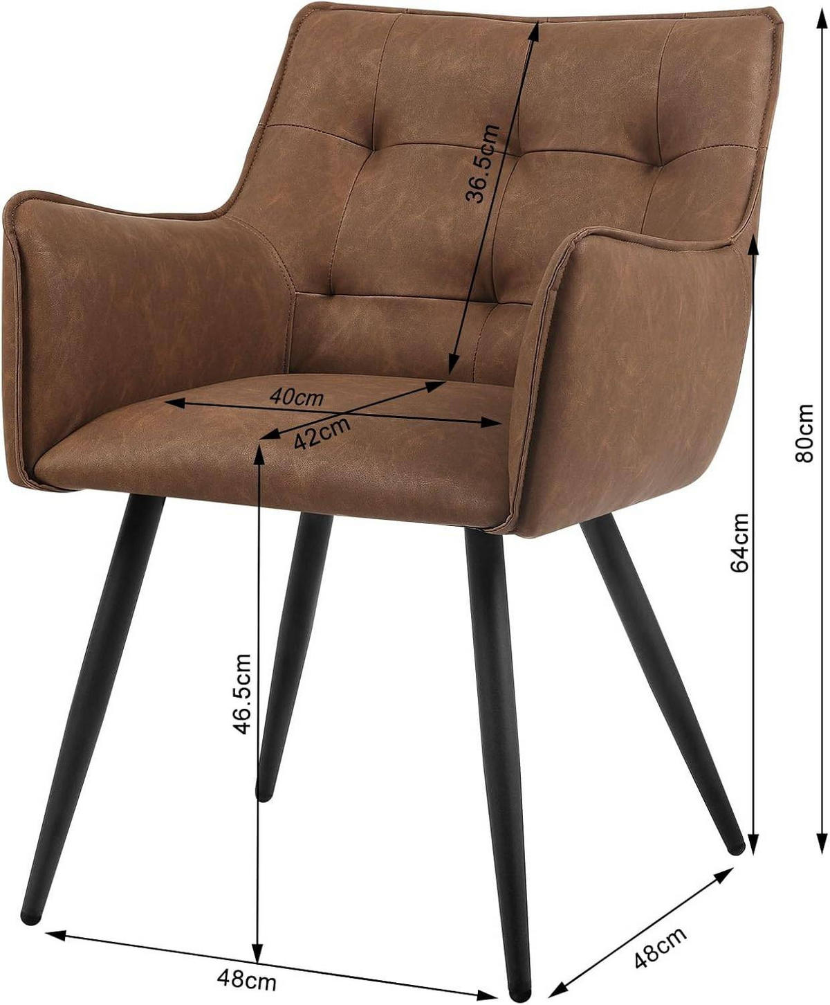 ESSZIMMERSTUHL Kunstlederbezug, Braun - Schwarz/Braun, Kunststoff/Textil (54/80/56cm) - Woltu