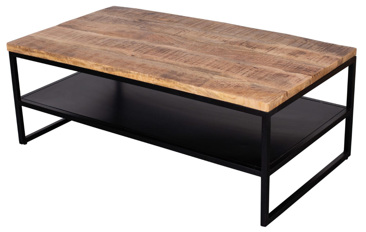 COUCHTISCH Sicilia 110 x 60 cm - Mangoholz natur - Schwarz/Braun, Holz/Metall (60/110/41cm) - bene living