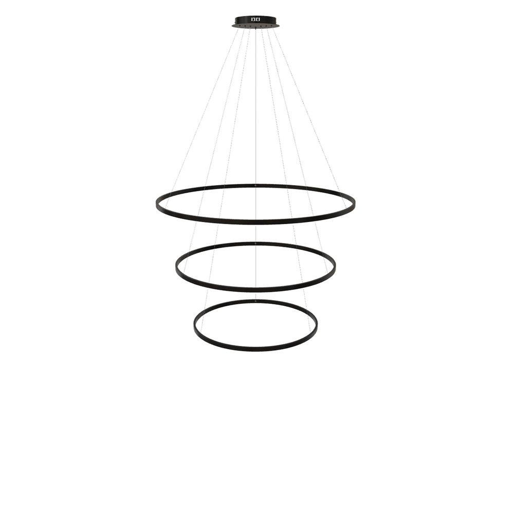 LED-HÄNGELAMPE 3er Ring Schwarz Ø 120 | 100 | 80cm - Schwarz, Metall (1.3/120/3.3cm) - s.luce
