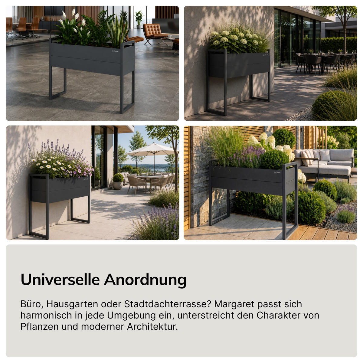 BLUMENKASTEN MARGARET H 100x100x38 cm - Anthrazit, Metall (100/100/38cm) - Jan Nowak