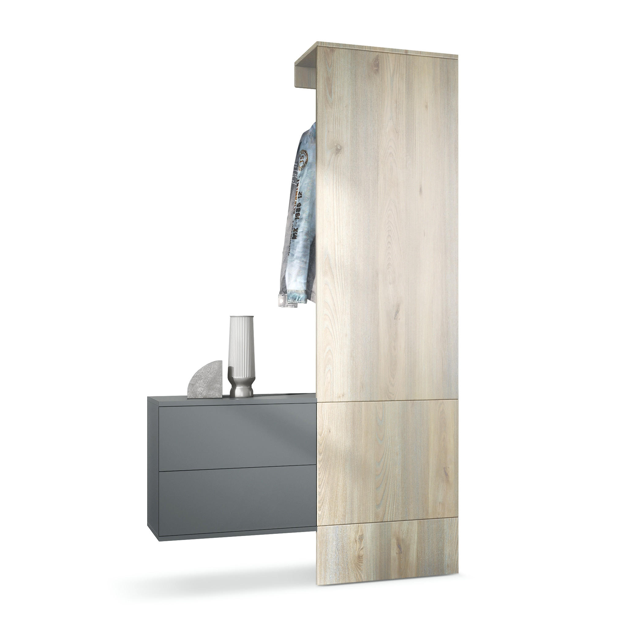 Vladon Garderobe Silbereichen 105x193x35 cm