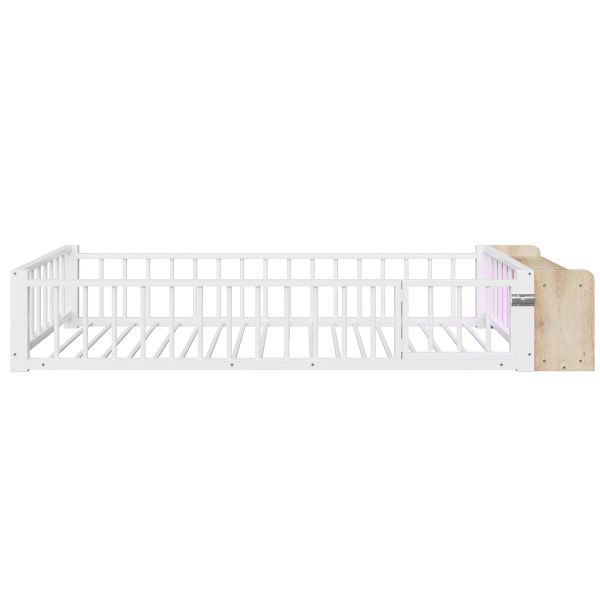 METALLBETT 90/200 cm Weiß mit Ablagefächern und LED-Streifenleuchten - Weiß, Metall (90/200cm) - Oxeza