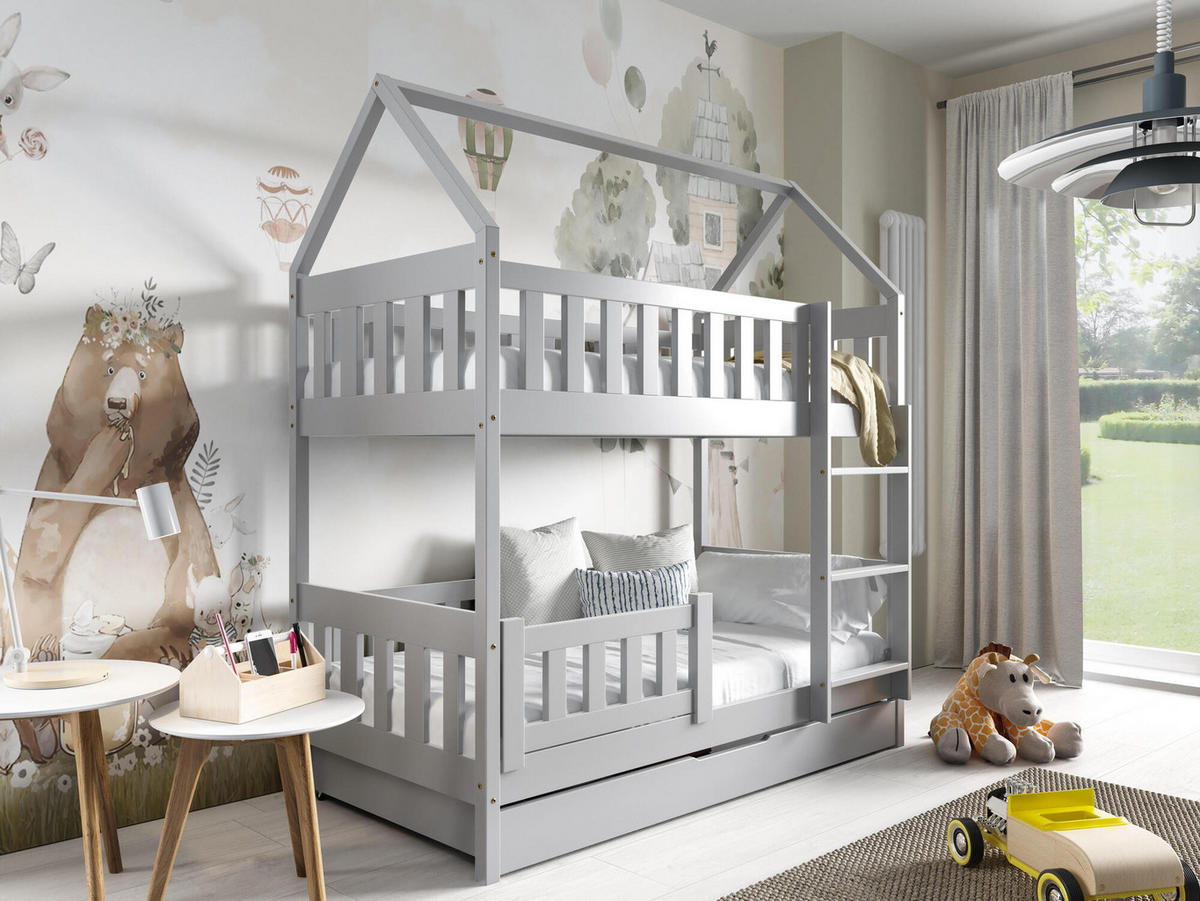 HAUSBETT ZUZIA Grau 168x86x185 cm - Grau, Holz - FURNLUX