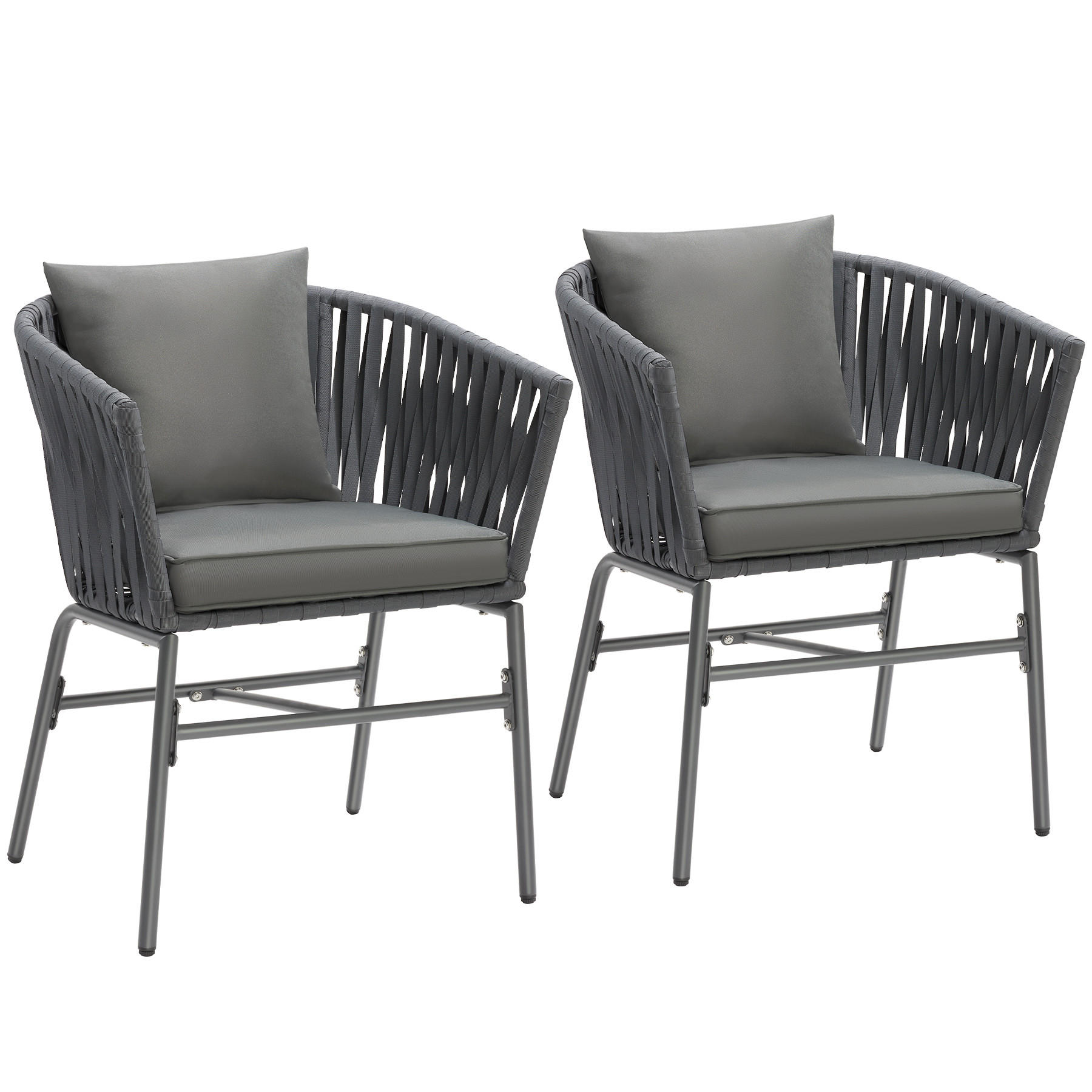 STUHLSET Valeiras,60 x 61 x 77 cm,dunkelgrau/dunkelgrau - Dunkelgrau, Textil (60/77/61cm) - tectake