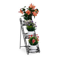 BLUMENTREPPE - Schwarz, Metall (20/53.5/45.5cm) - Relaxdays